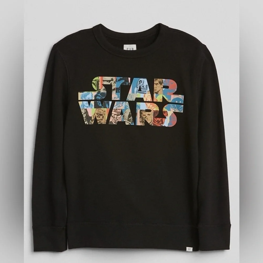 Gap X Star Wars Kids Crewneck Sweatshirt Size 6-7 Longsleeve Black Pullover